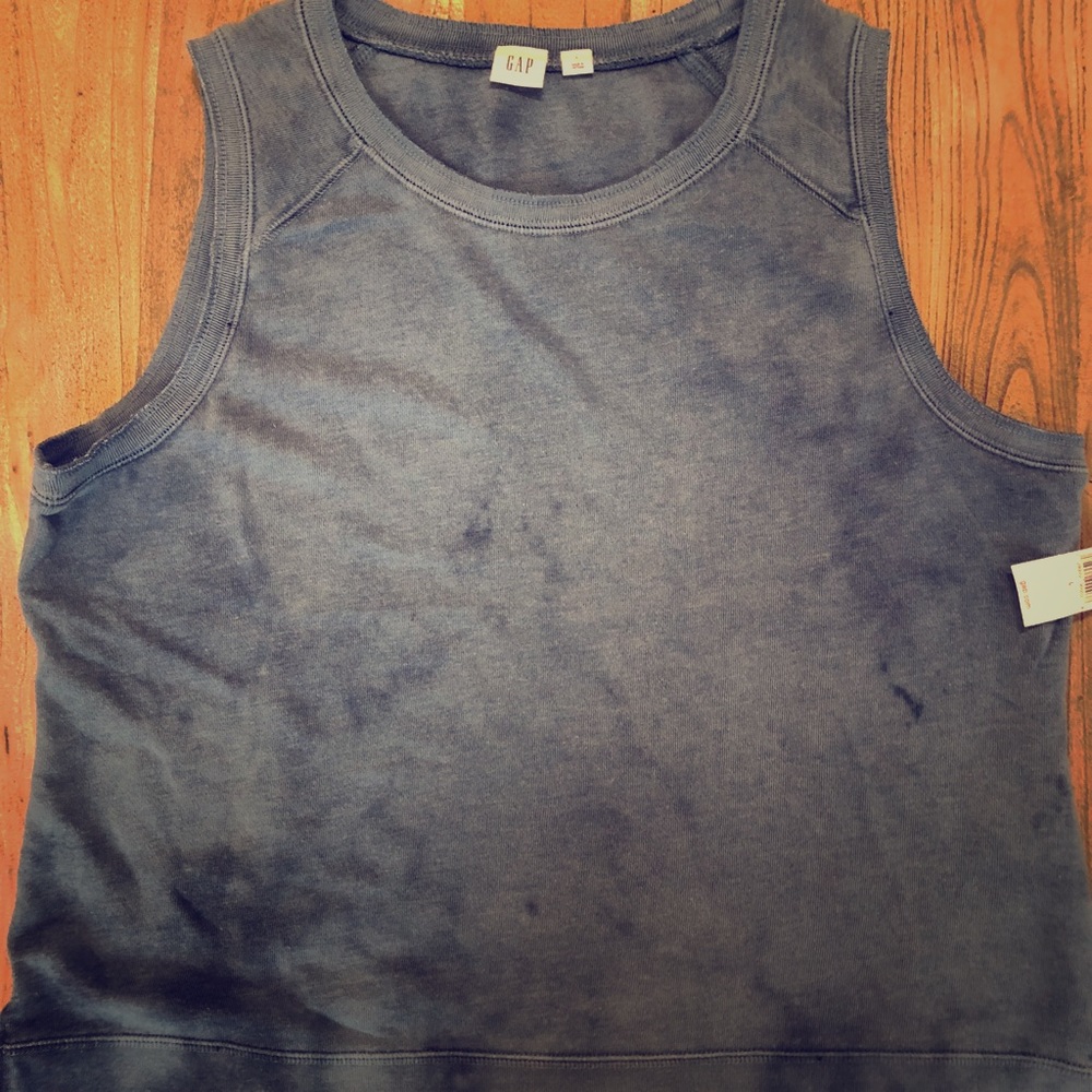 Gap: Sleeveless, acid washed sweatshirt.